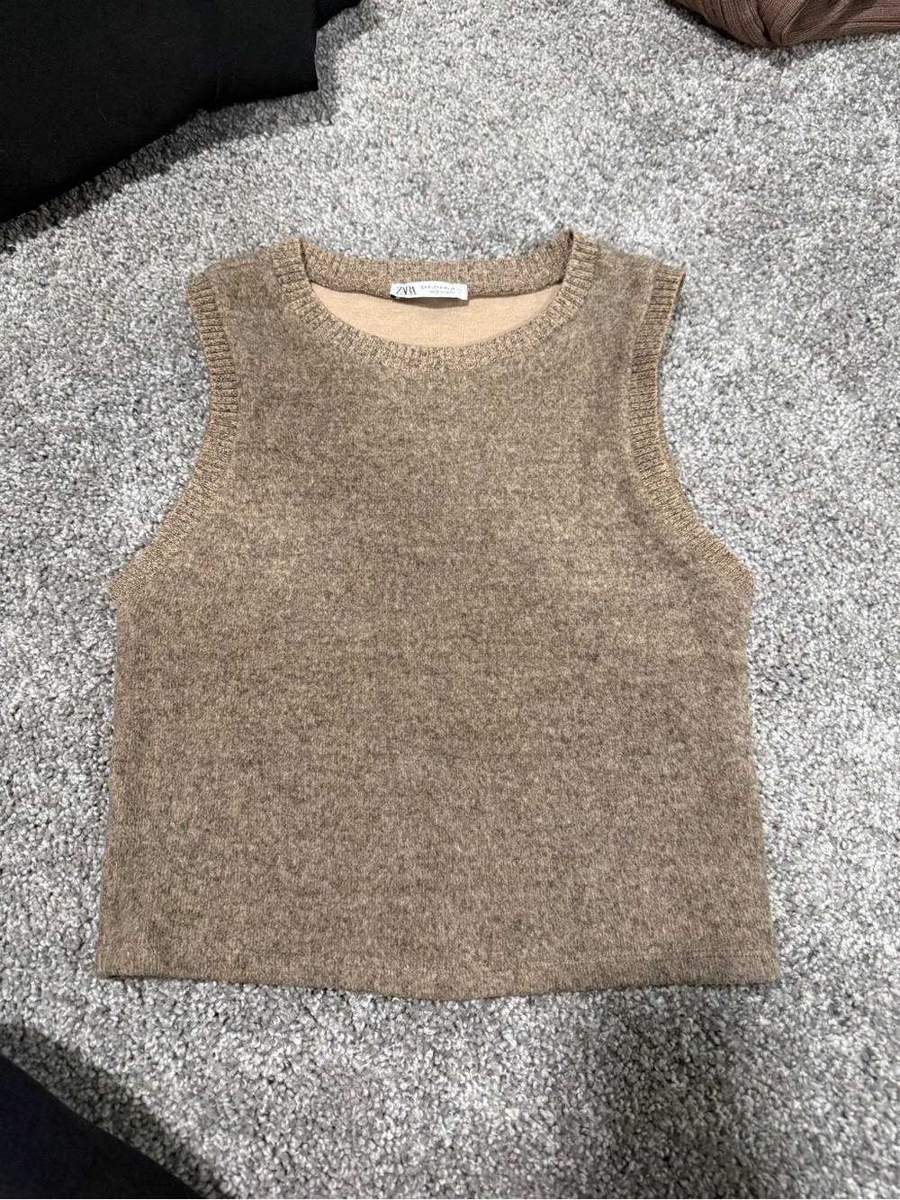Zara Tan Brown Knit Sleeveless Tank
